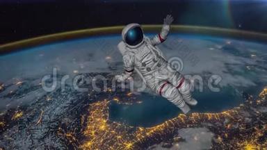 宇航员<strong>撞击地球</strong>。 由美国宇航局提供的这个视频元素。 3D绘制